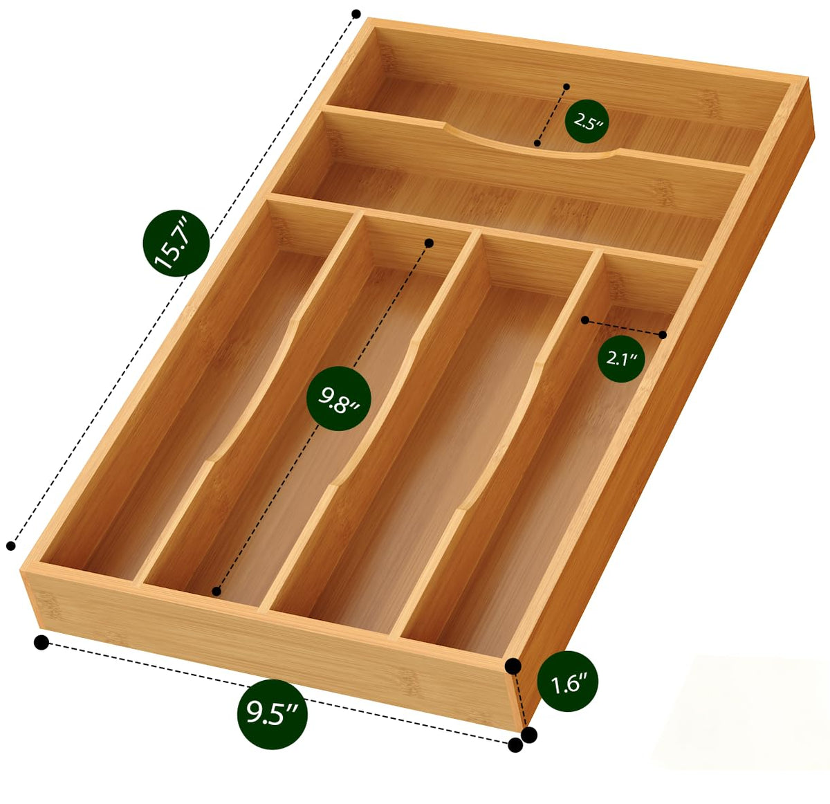 Bamboo Silverware Organizer, Bamboo Kitchen Drawer Cutlery Organizer, Utensil Holder, Flatware Organizer Tray