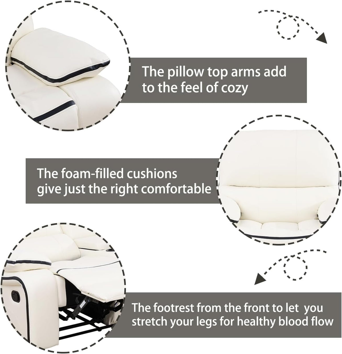 Manual Reclining Living Room Furniture, Bonded Leather Sofa w/Drop-Down Console, Loveseat w/Storage Console