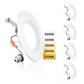 5/6 Inch LED Recessed Can Lights, 5CCT, 9W, 1000LM, 4 Pack