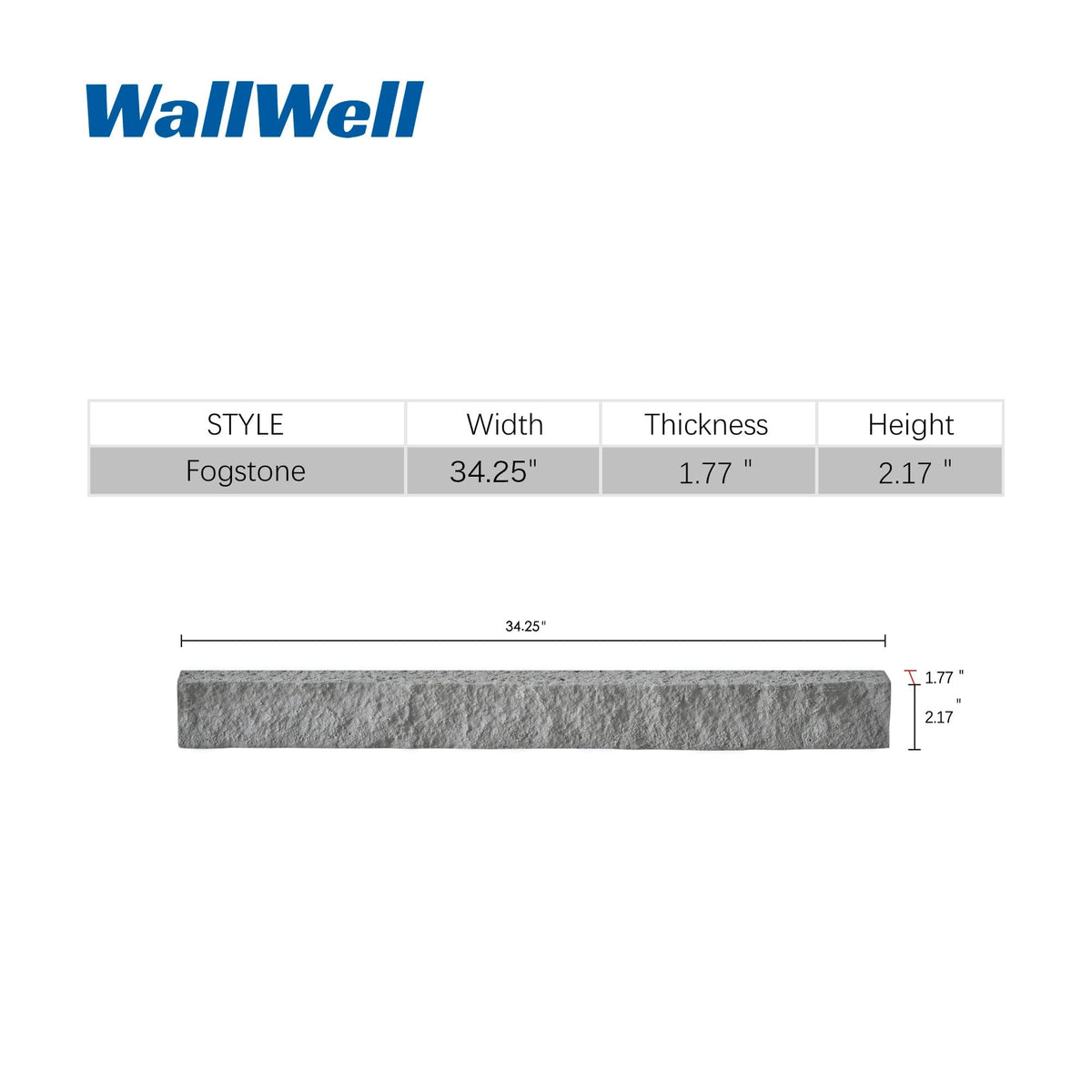 8-Pack Faux Stone Universal Ledger Trim, 34 in, Fog Stone