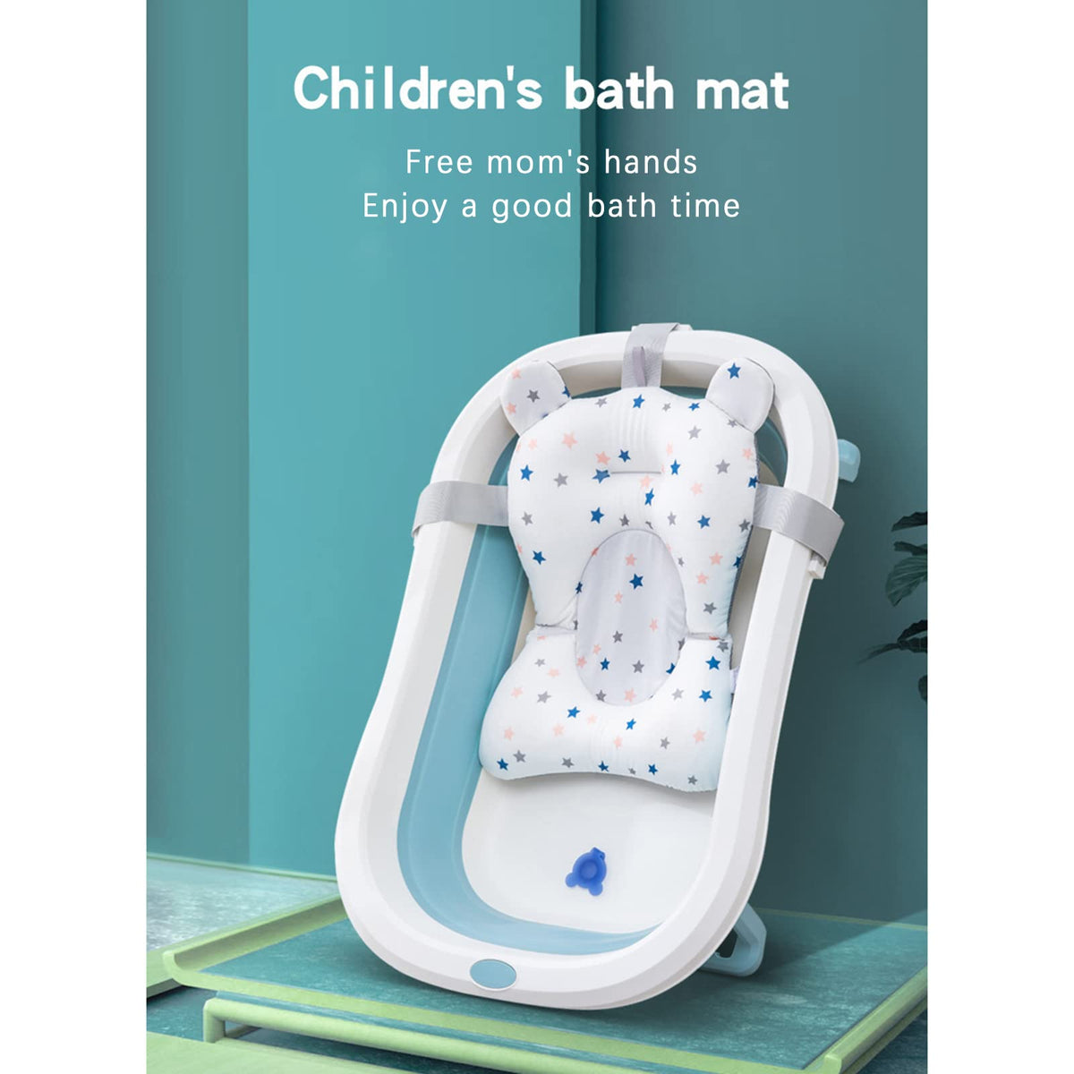 Bath Cushion Support Bat Newborn Floating Bath Sling for Infant Tub (White Star, 28cm*43cm*26cm)