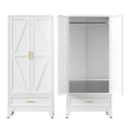 Metal Armoire Wardrobe Closet with Drawer, 71'' Tall Farmhouse Bedroom Armoires with Doors and Hanging Rod