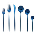 Silverware Set, Mirror Polished Blue Flatware Cutlery Service for 4, Shiny Finish 24-Piece Stainless Steel Utensil
