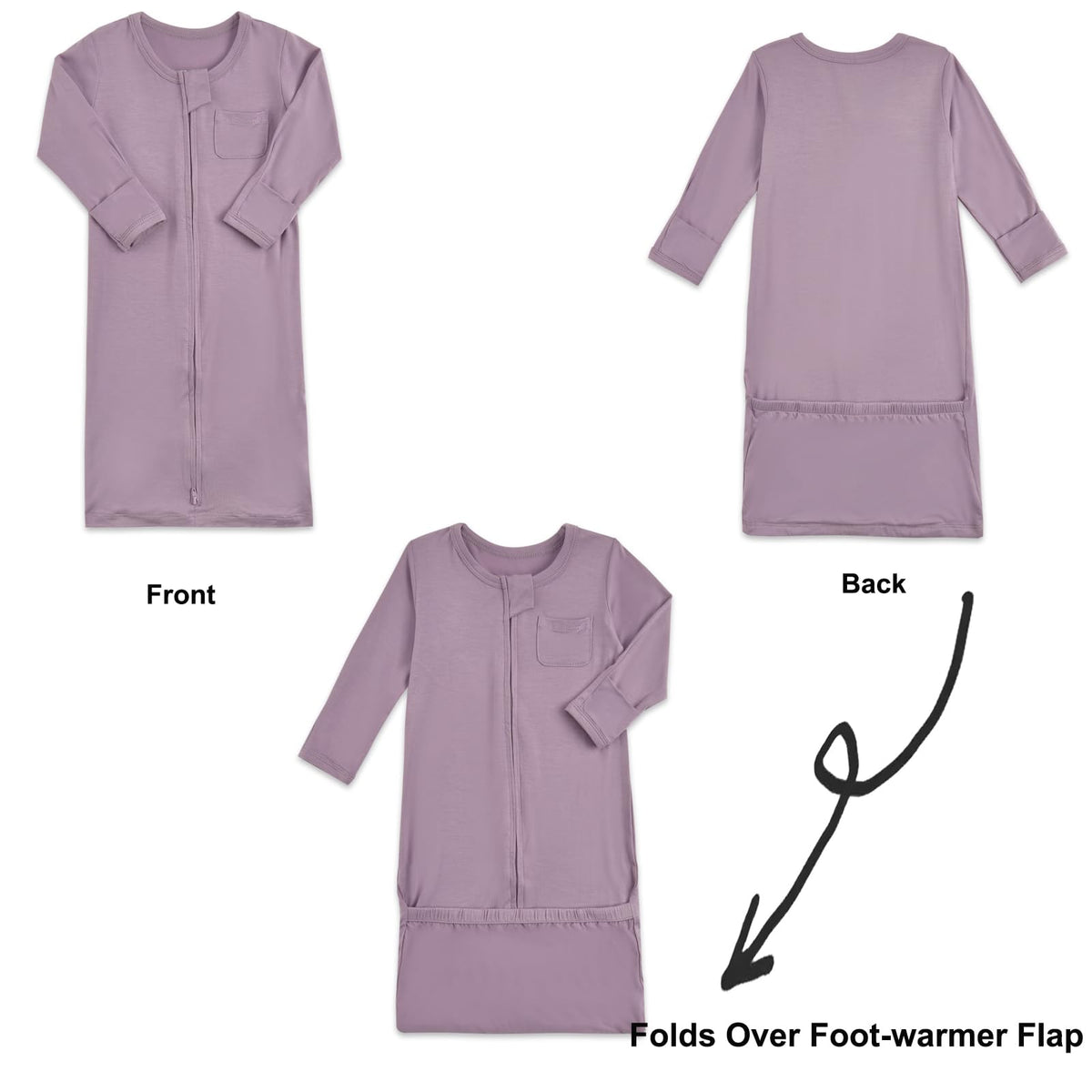 Baby Nightgowns Rayon of Bamboo way Zipper(Purple/Cake, )