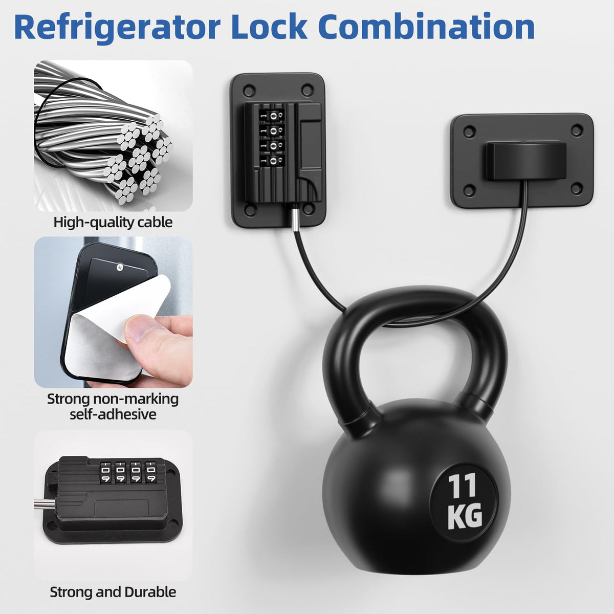 Refrigerator Lock, Heavy Duty Fridge Locks for Kids, Freezer Lock with Combination for Refrigerator Drawer Cabinet