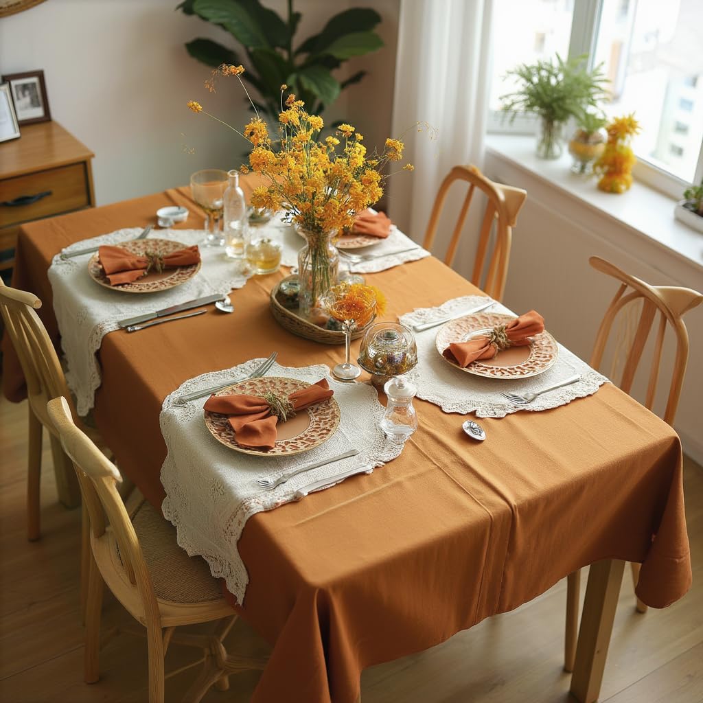 Fall Tablecloth Rectangular 60 x 120 Inch, Bronze