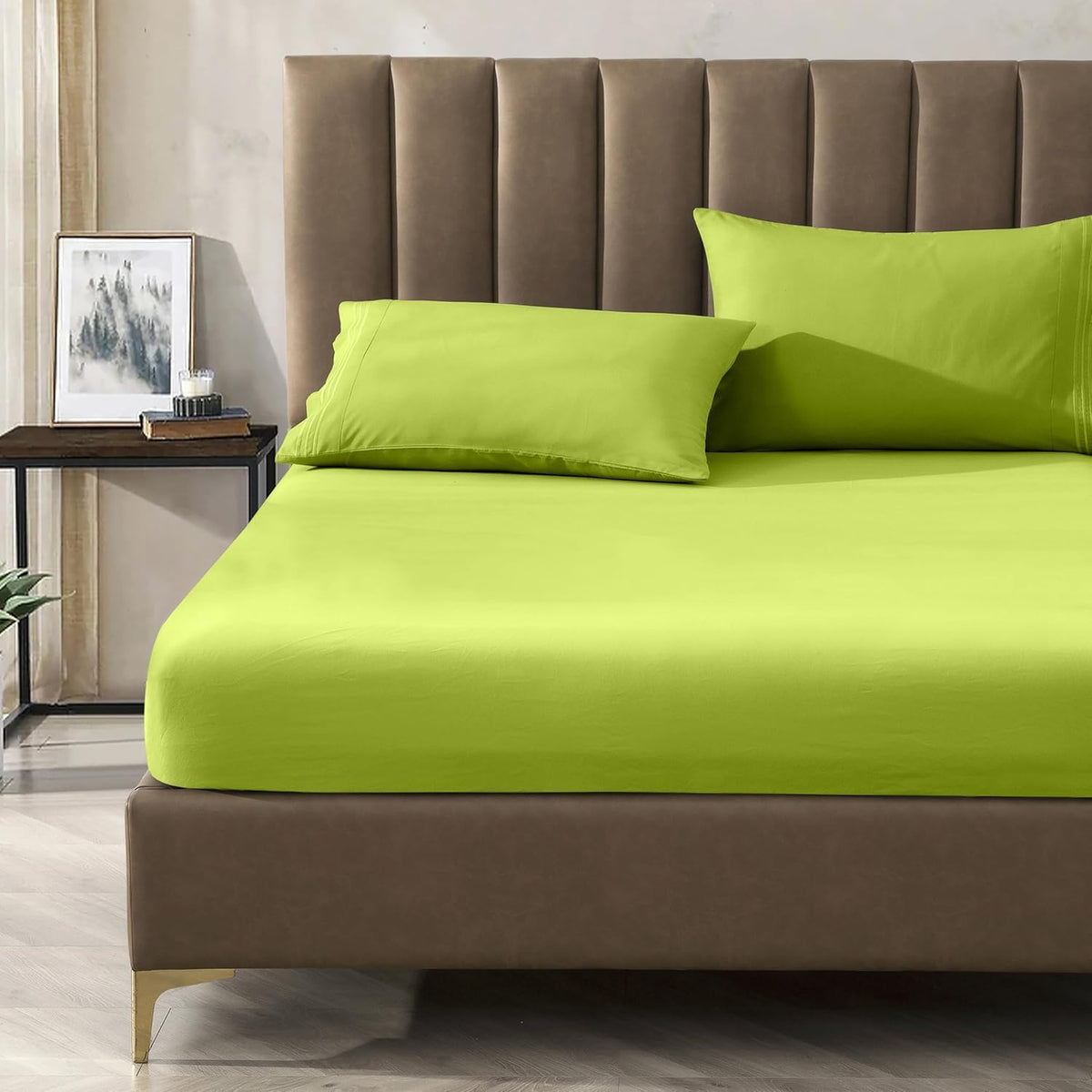 Soft Bed Sheets Deep Pocket 4-Piece, Full, Lime