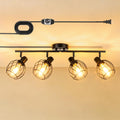 Plug-in Track Lighting Fixture Ceiling, Dimmable, Black, E26
