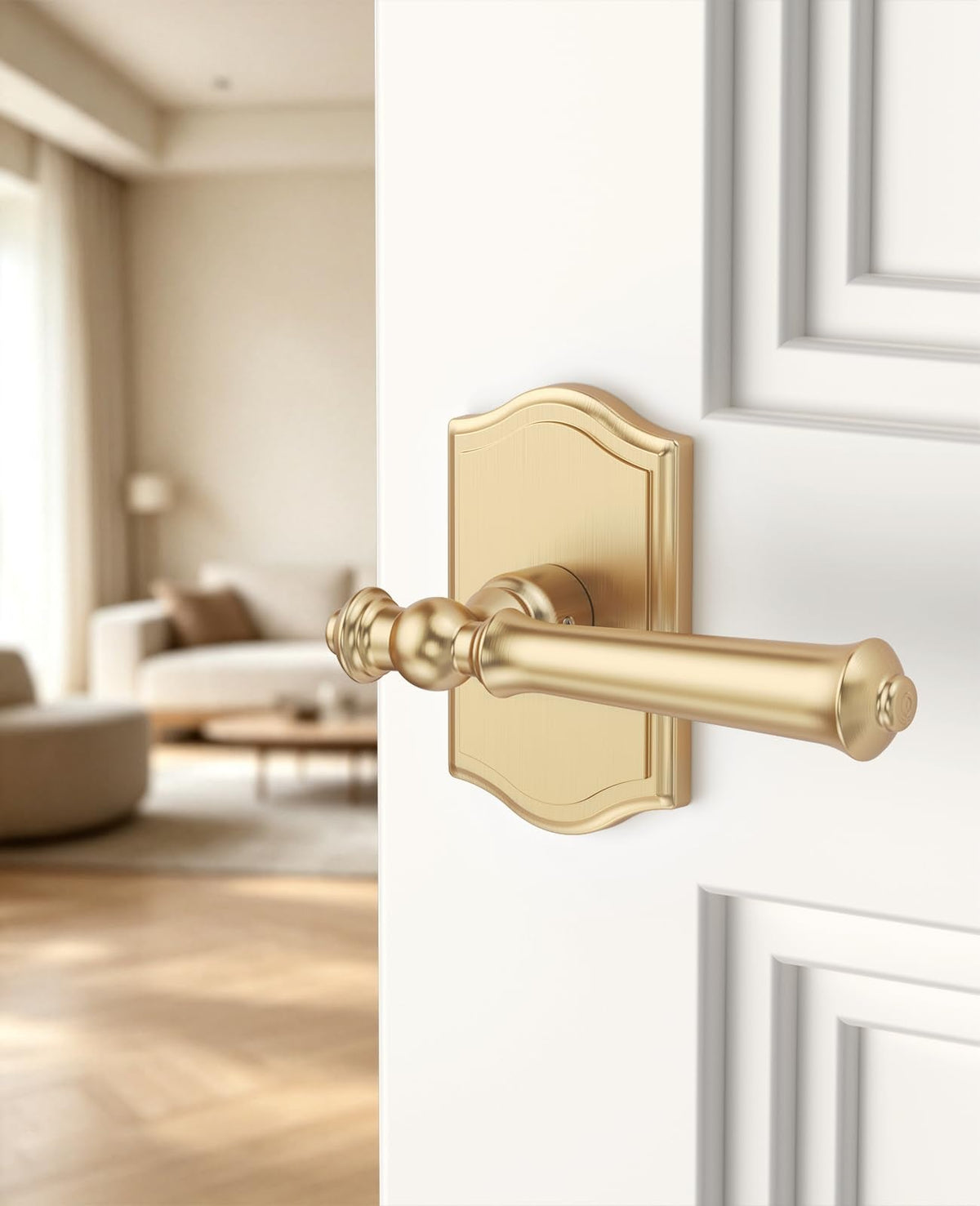 1 Pack Brushed Satin Brass Passage Interior Door Handles