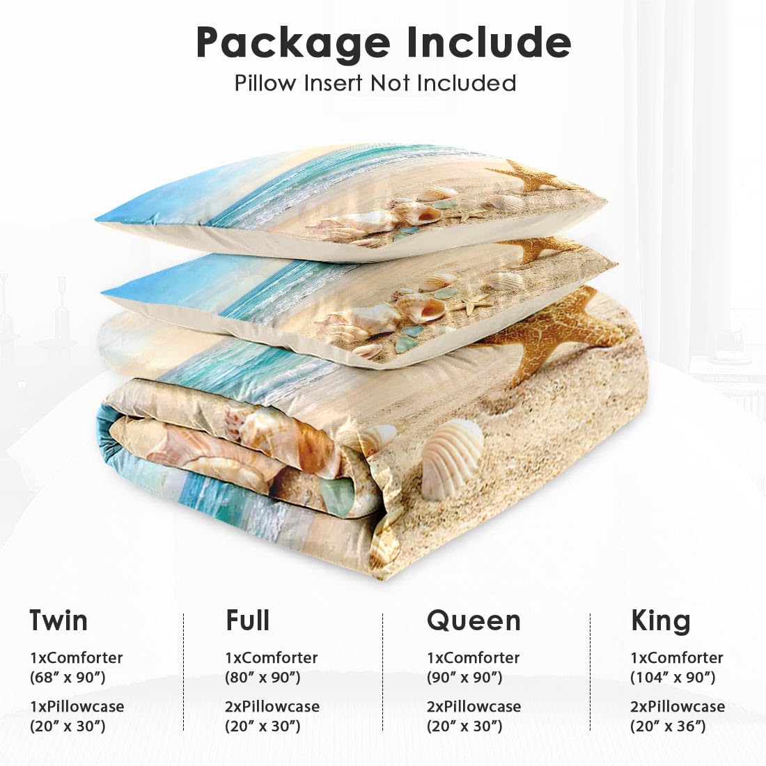 Comforter Set, 2 Pieces Coastal Beach Bedding Set