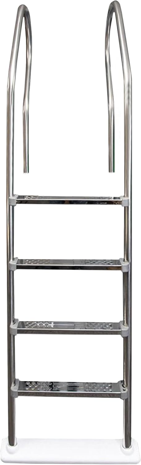 Hi-Rise Reverse Bend Stainless Steel in-Pool Ladder w/Stainless Steel Steps | for Above-Ground Swimming Pools