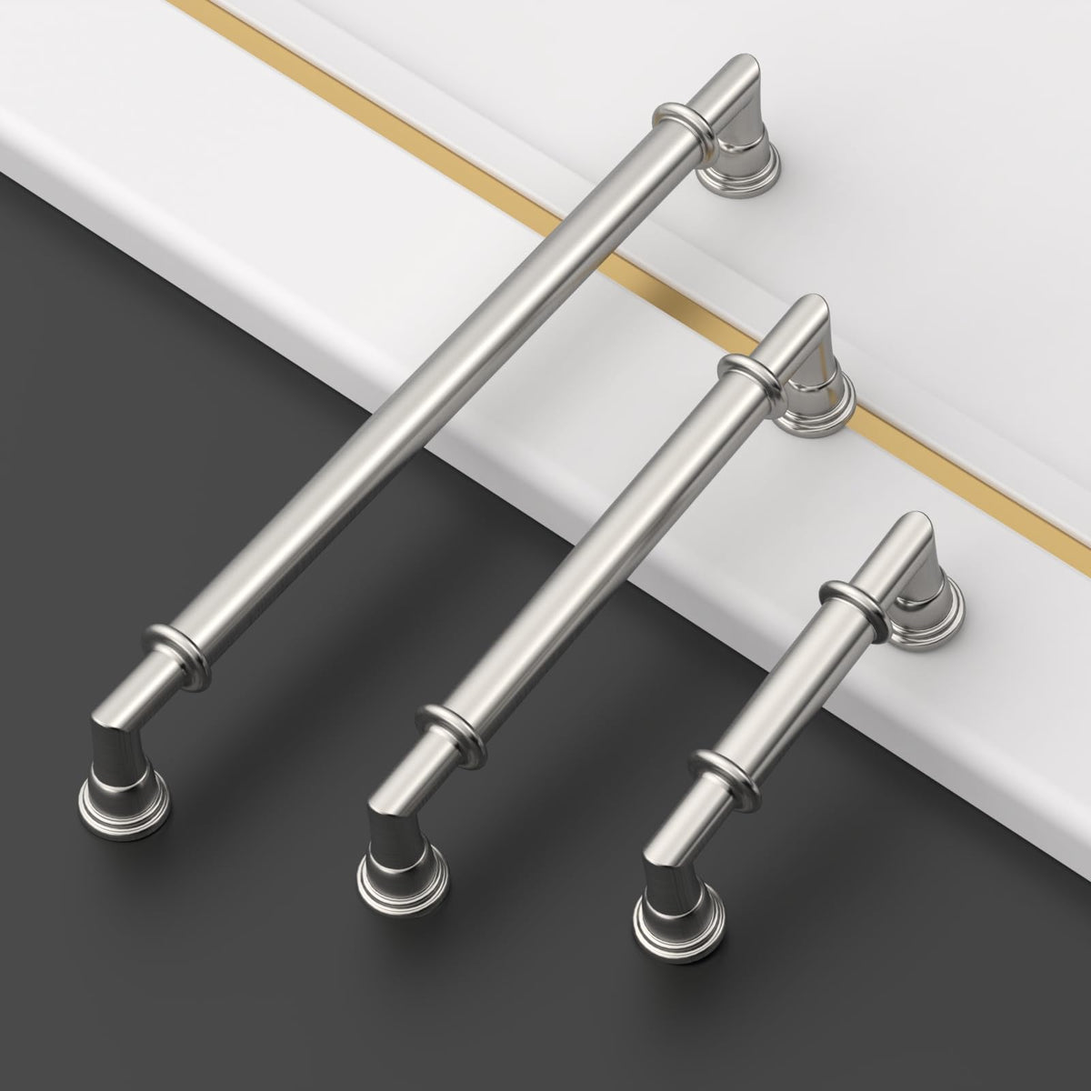 10 Pack 6.3 Inch(160mm) Brushed Satin Nickel Kitchen Cabinet Handles, Cabinet Pulls Kitchen Cabinet Hardware for