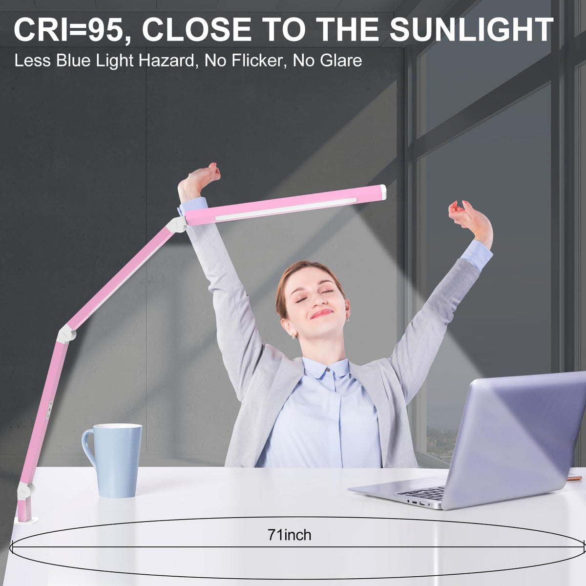 Architect Desk Lamp with Clamp, Led Desk Lamp with Dual Light Bars and Adjustable Swing Arm, Clip-on Stepless Dimming