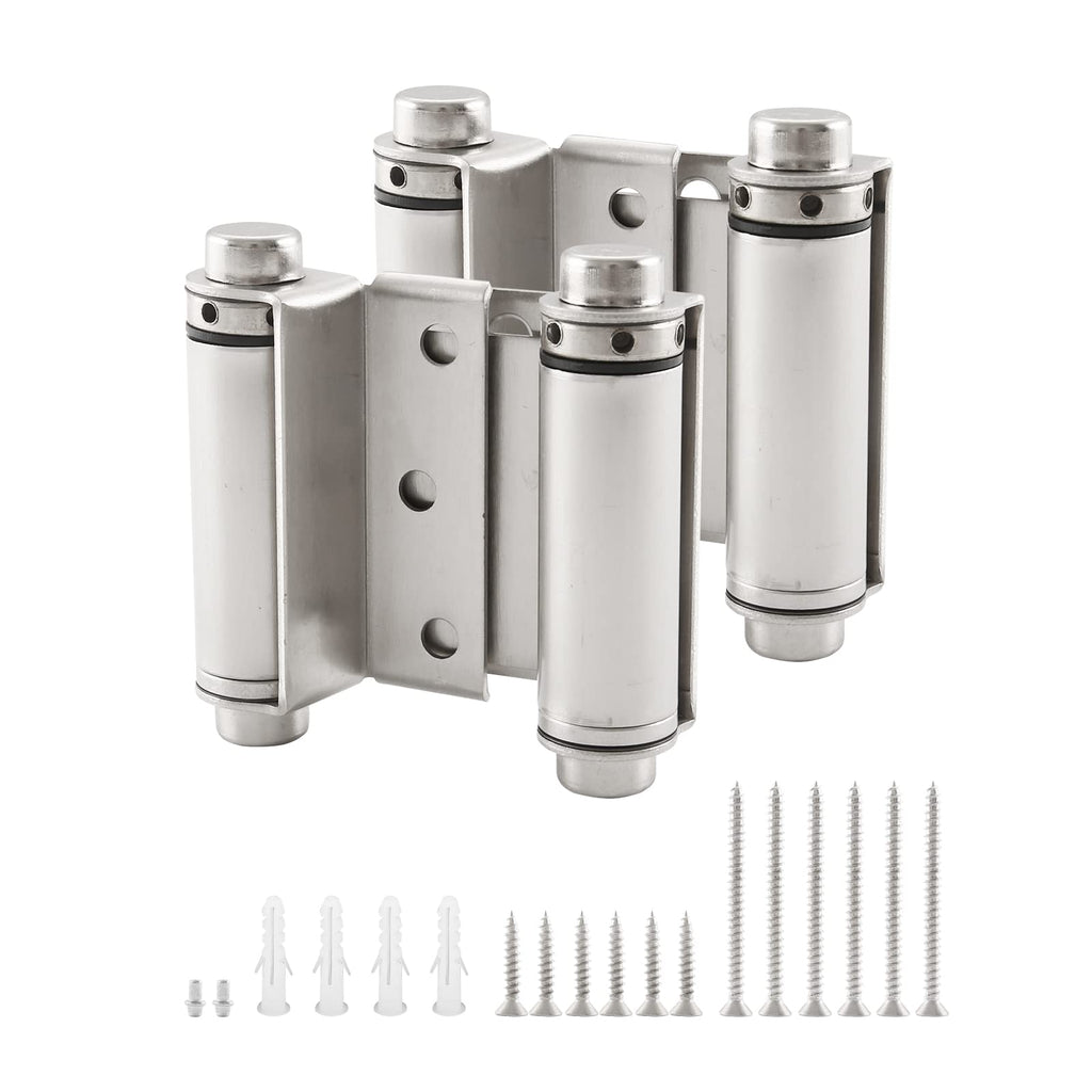 3" Double Action Spring Hinge, Self Closing Saloon Door Hinges, 2 Pack