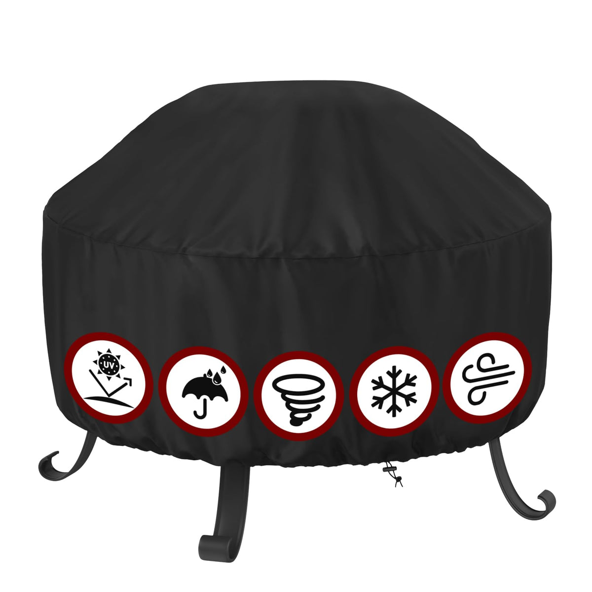 Fire Pit Cover Round 36 In, Outdoor Fire Pit Cover for 30-36 Inches Fire Pits, Windproof Drawstring & Waterproof