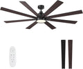 62" Ceiling Fan with LED Light and Remote - Brown and Black