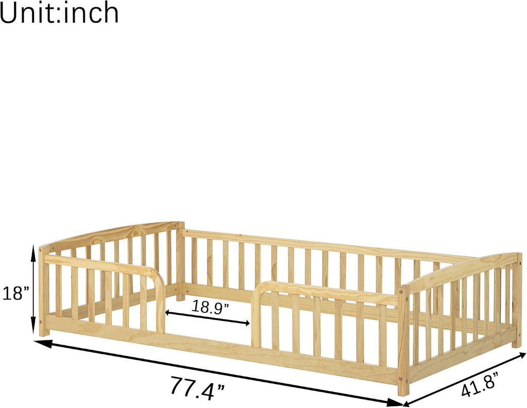 Toddler Floor Bed with Central Entrance, Natural
