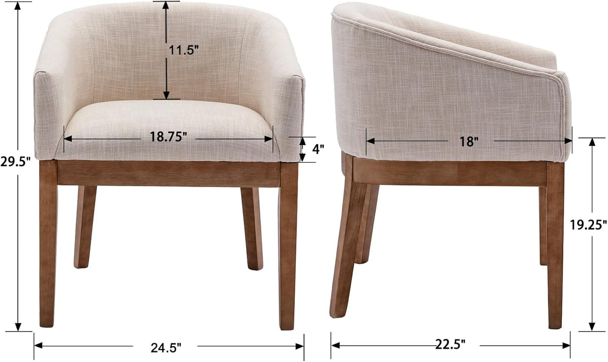 Beige Dining Chairs Set of 2 Mid-Century Modern Dining Chairs