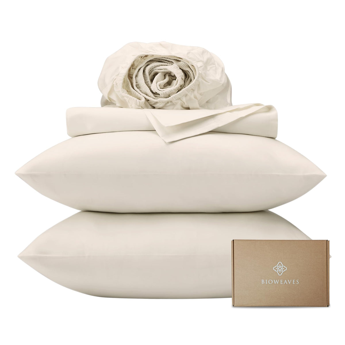 100% Organic Cotton Sheets, 300 Thread Count 4-Piece GOTS Certified Bed Sheet Set Fits Mattress Upto 17" Deep Pocket