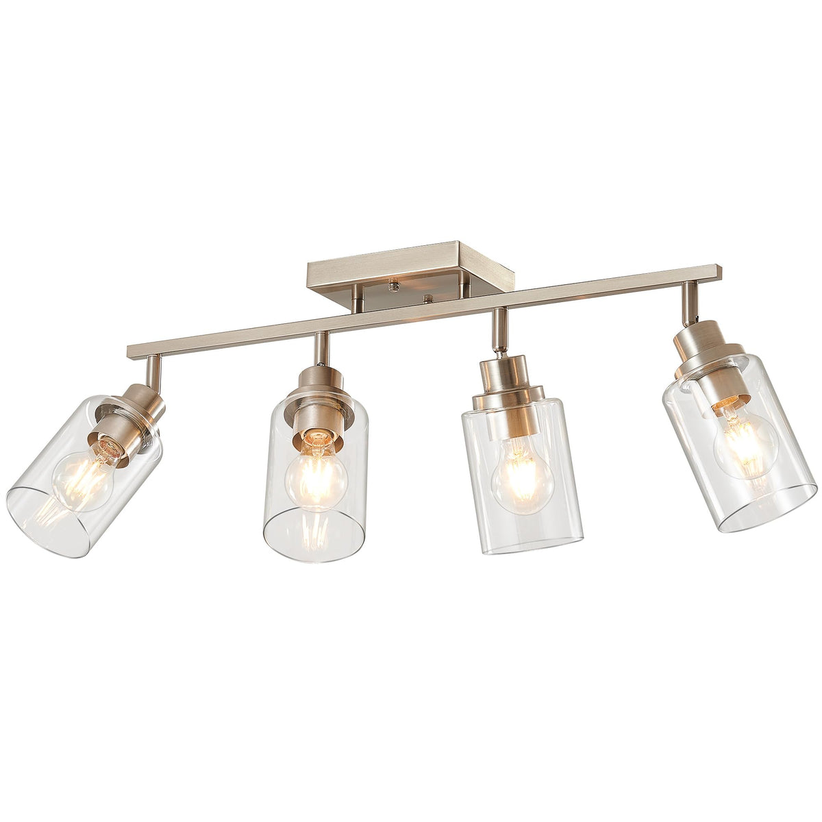 Brushed Nickel Track Lighting Kit with Clear Glass, Modern Track Light Fixtures Flush Ceiling Mounted