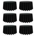 6-Pack Black Round Tablecloths, 120 in, for 5-6 Ft Round Tables