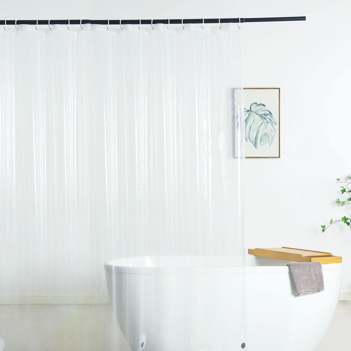 Extra Wide Shower Curtain Liner 108 x 72, Waterproof Heavy Duty Clear Vinyl Shower Liner and Bathtub, 18 Plastic Hooks