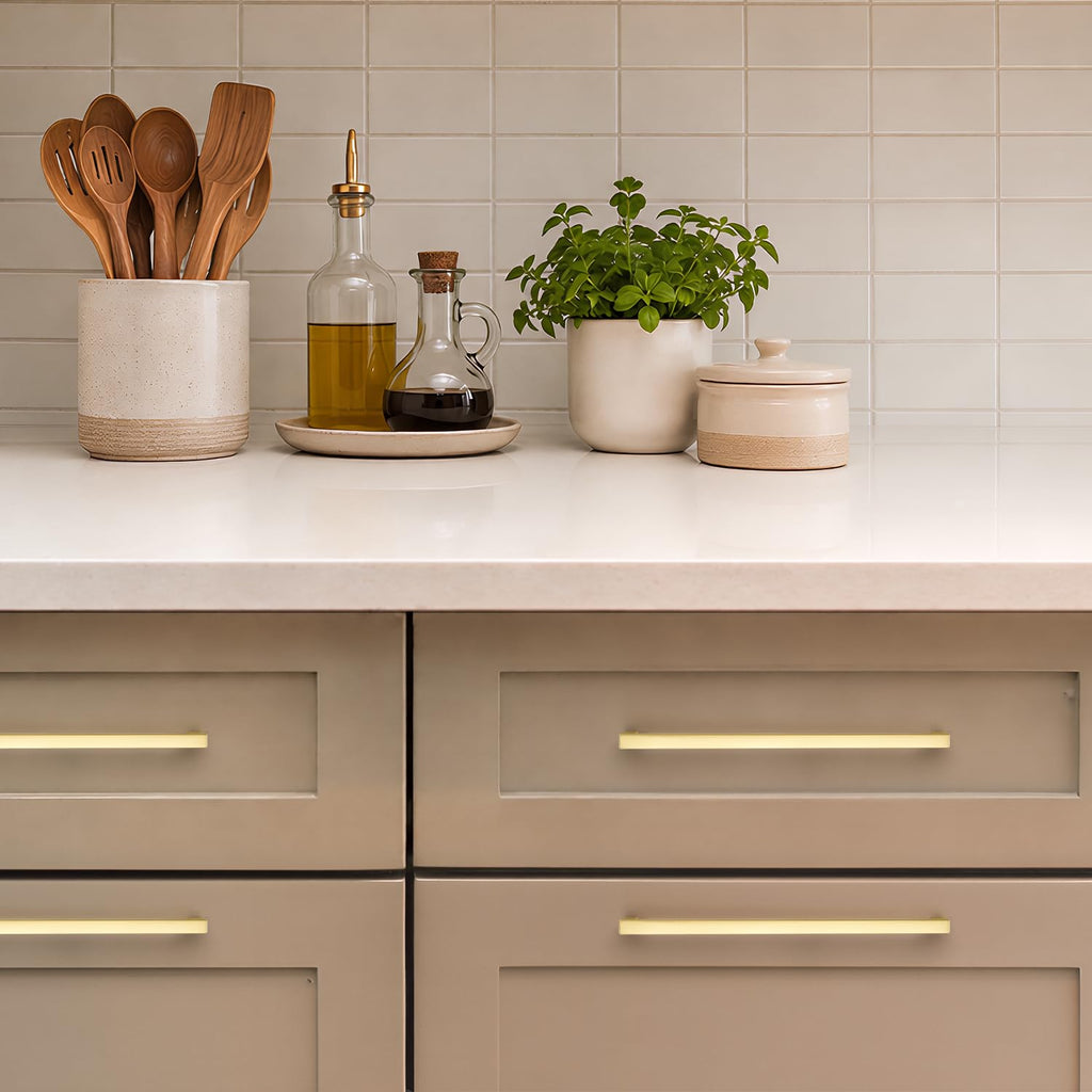 Brushed Gold Cabinet Handles Solid Cabinet Pulls 7-1/2 Inch 30 Pack