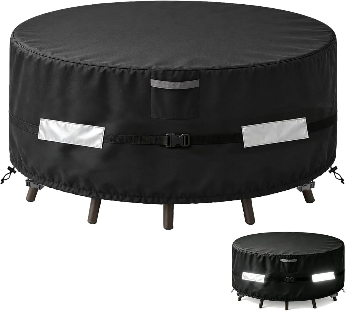 Round Patio Table and Chair Set Cover, 48" Diameter x 28" High, Heavy Duty Waterproof 600D Oxford Outdoor Furniture