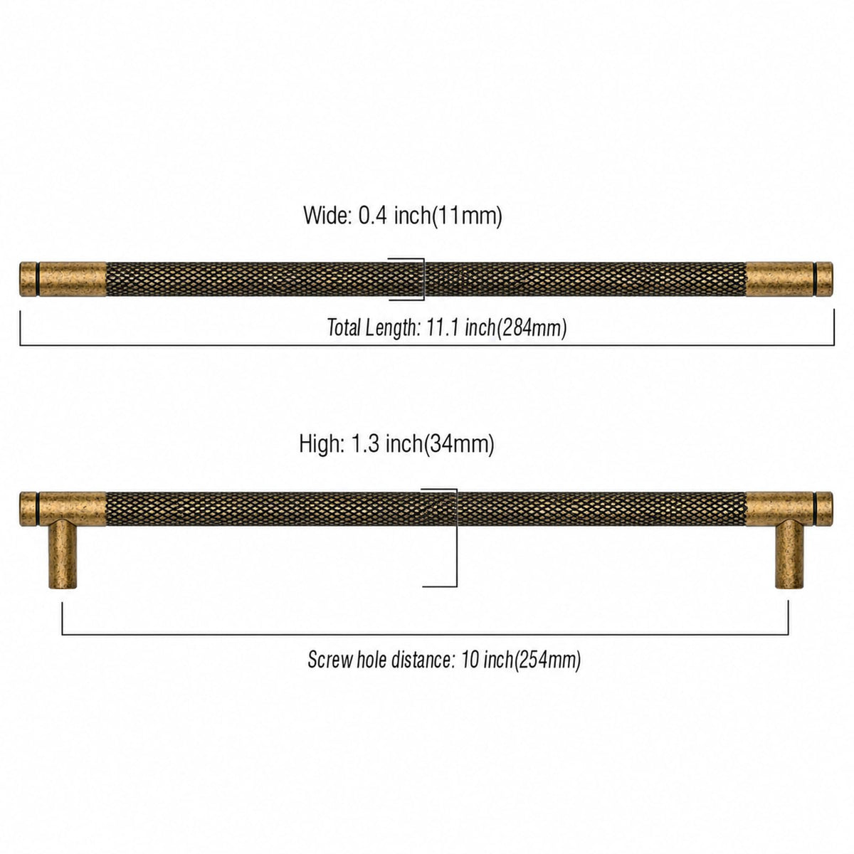 10 Pack 10 Inch(254mm) Brushed Antique Brass Kitchen Cabinet Handles Antique Brass Cabinet Pulls Cabinet Hardware for