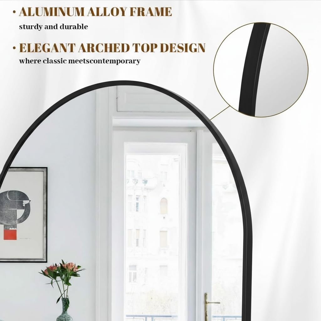 86x40 Arched Full Length Mirror, Floor Mirror with Stand