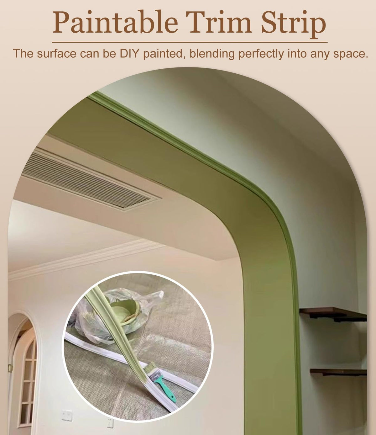 Curved Wall Decorative Molding Trim, PVC Arch Molding Kit for Doorway Drywall, DIY Cuttble Archway Mold Decor for