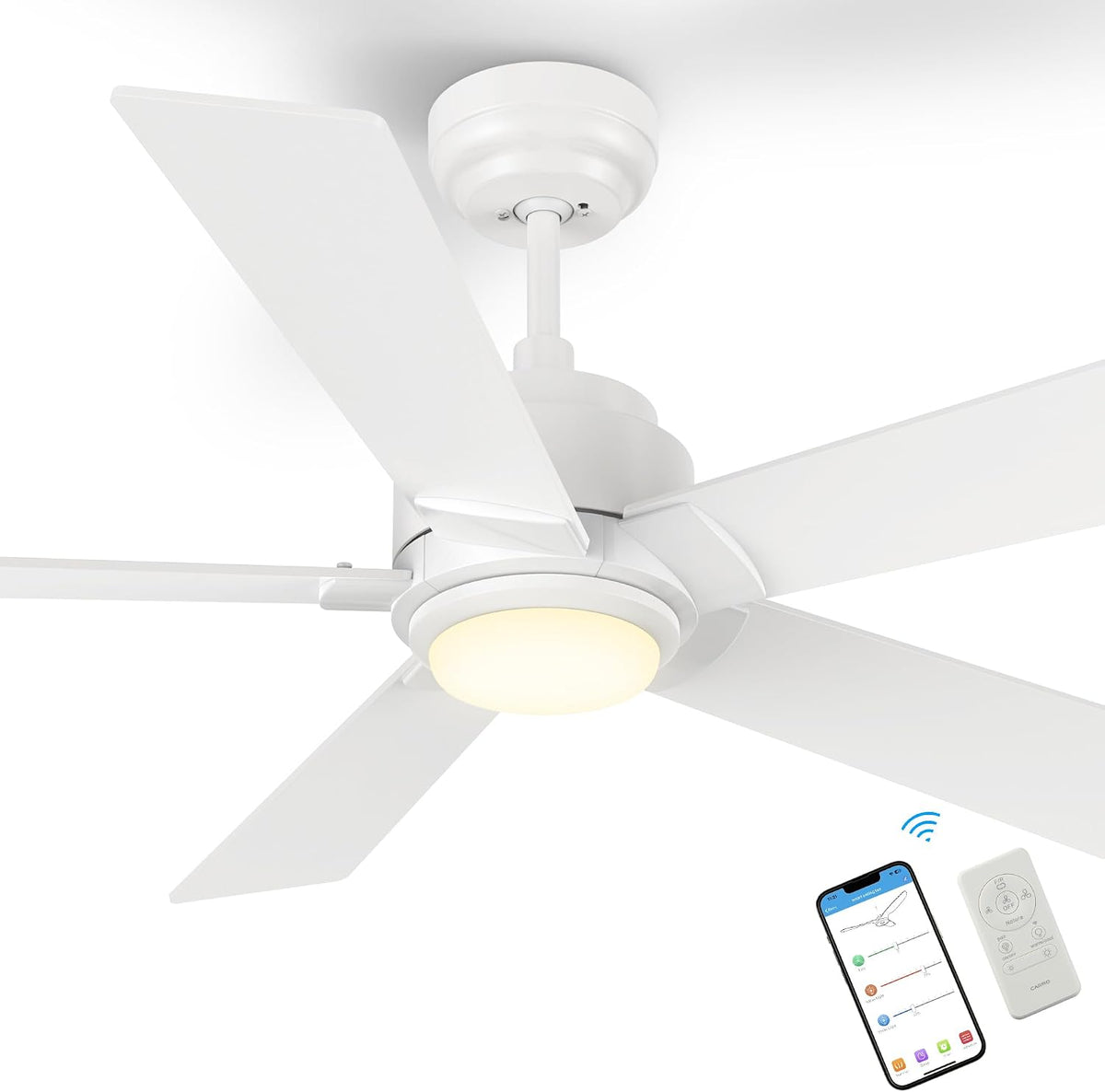 60 Inch DC Ceiling Fans with Lights and Remote Control, Modern Ceiling Fan Works with APP/Alexa/Google Assistant/Siri