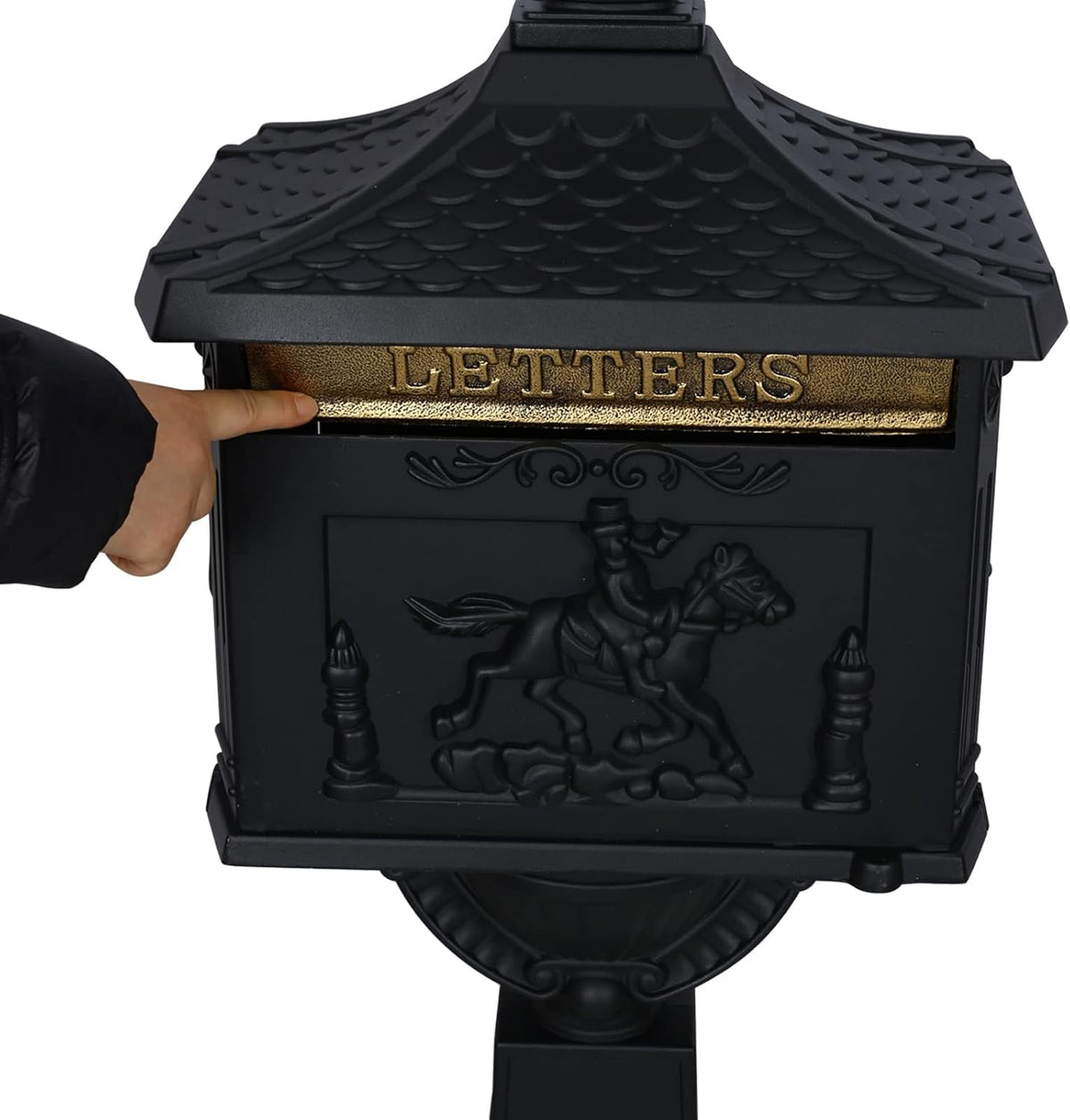 Cast Aluminum Mailbox with Post, Heavy Duty Locking Security Mail Box Outside