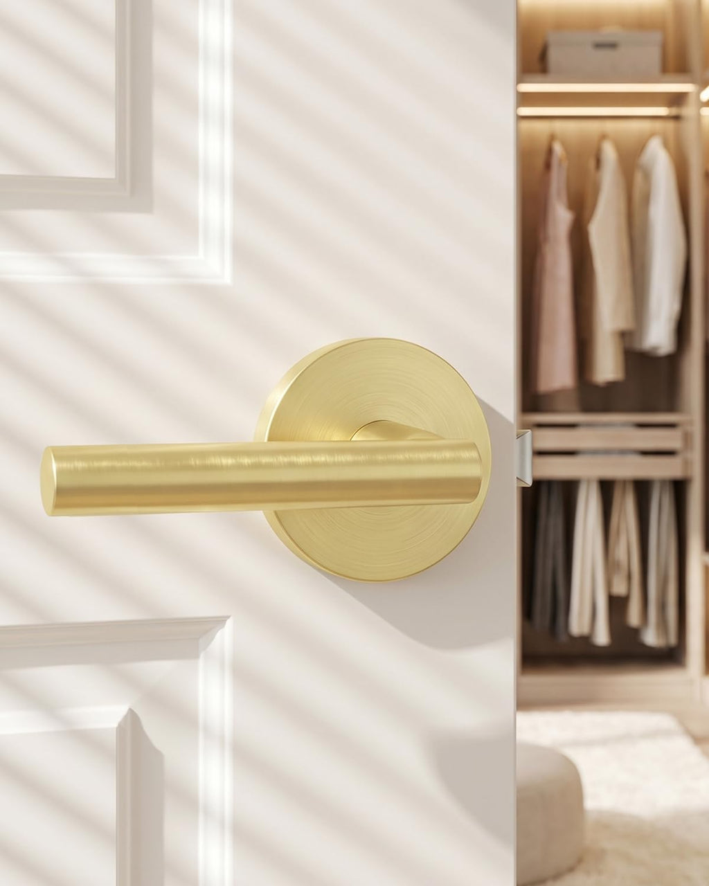 Gold Door Handle Interior, Passage Door Levers for Closet 4 Pack