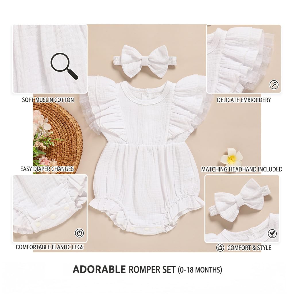 Ruffle Bubble Romper for Baby Girl | One-Piece Shorts Jumpsuit | Summer Outfit & Dress for Infants