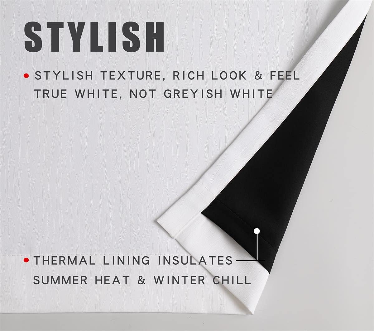 100% Blackout Curtains (Set of 2 Panels) for Bedroom Living Room White Room Darkening Window Grommet Thermal Lined
