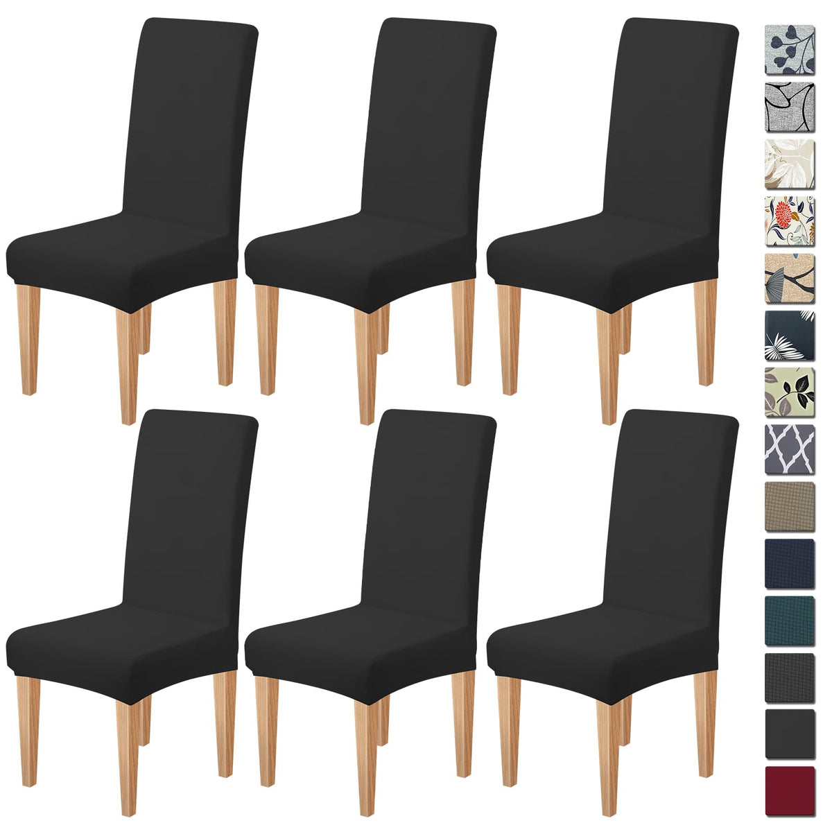 High Stretch Chair Covers for Dining Chairs, Washable Dining Chair Covers Set of 6, Soft Dining Chairs Seat Covers