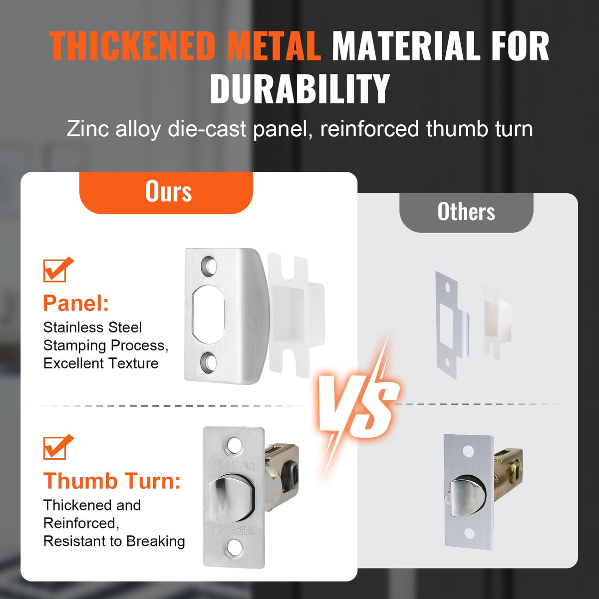 Double Door Handle Set, Double Door Lock Set with Reversible Handle Lever, Satin Nickel Square Door Lever, Heavy Duty