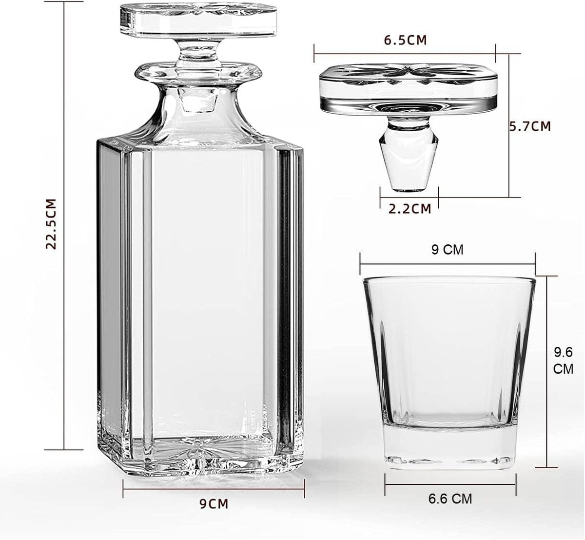 Whiskey Decanter Glasses Set Lead-Free Crystal Glass Scotch Tasting Cups Wine Bottle for Drinking Irish Whisky - Set of 5