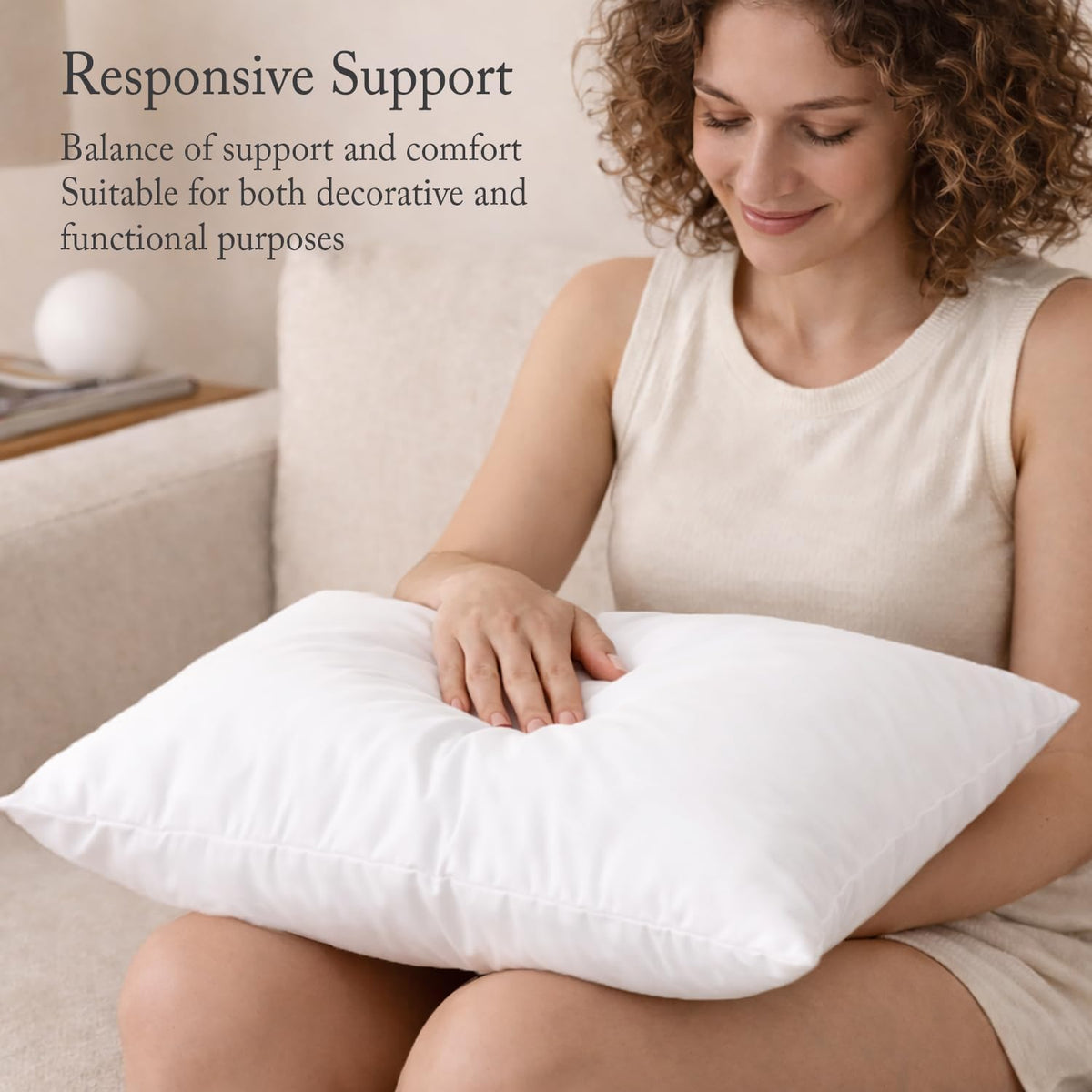 22x22 Pillow Inserts, Feather Down Filled for Support - Set of 4