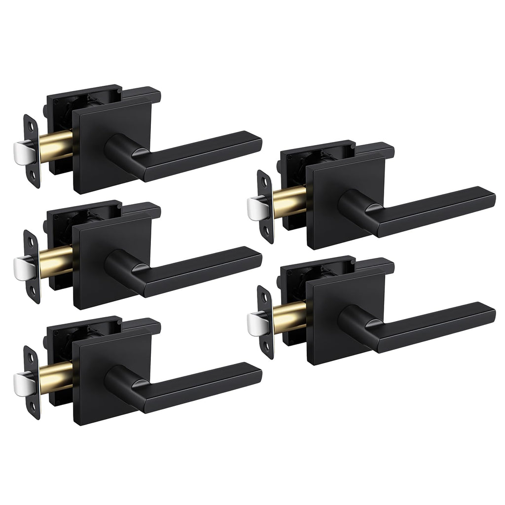 Matte Black Door Handles Passage, Closet & Hallway 5 Pack