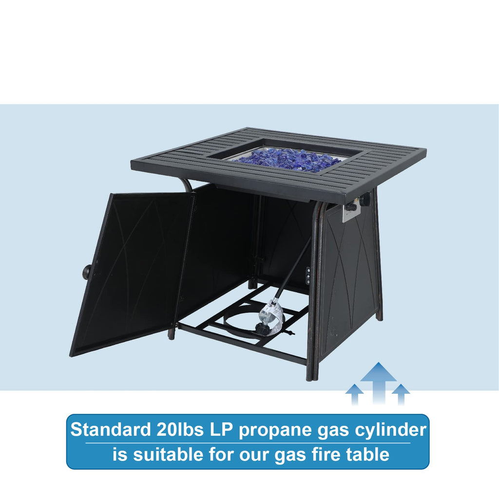 Gas Fire Pit Table 50, 000 BTU Square Outdoor Propane Fire Pit Table Fireplace Garden Camping Outdoor Heating with
