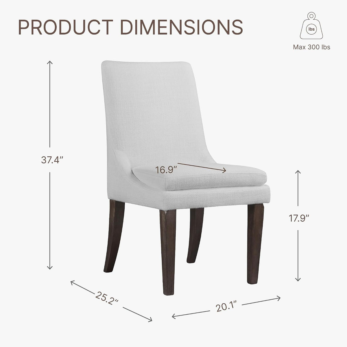 Upholstered Dining Chairs Modern Sidechair Performance Fabric High Back Armlesschair for Diningroom Kitchen,White,Set