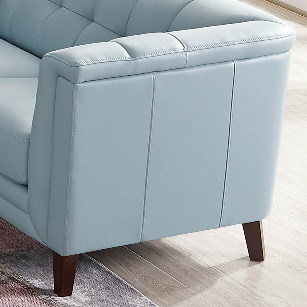Arvo Top Grain Leather Sofa Couch, 84", Spa Blue