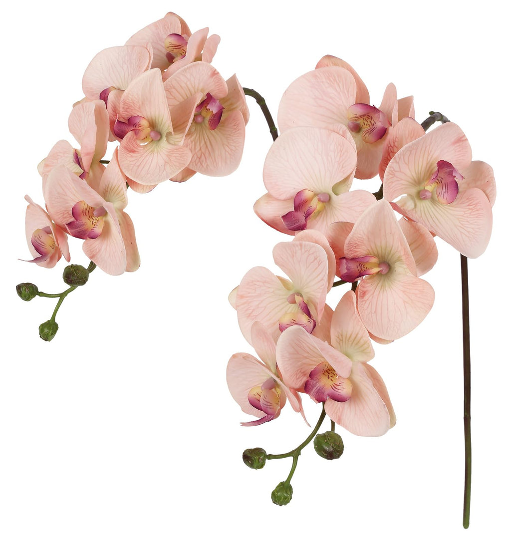 2pcs Champagne Pink Orchid Artificial, 34.3" Real Touch Fake Orchid Latex Phalaenopsis Branches Party Wedding Bridal