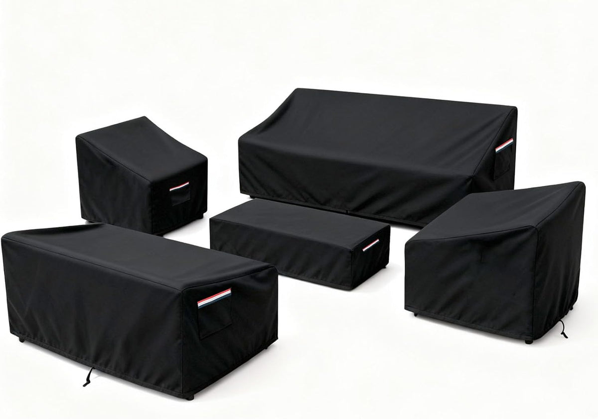 Patio Furniture Cover Set, 5-Piece Outdoor Furniture Cover Waterproof, Covers for Sofa, Loveseat, Chairs & Coffee