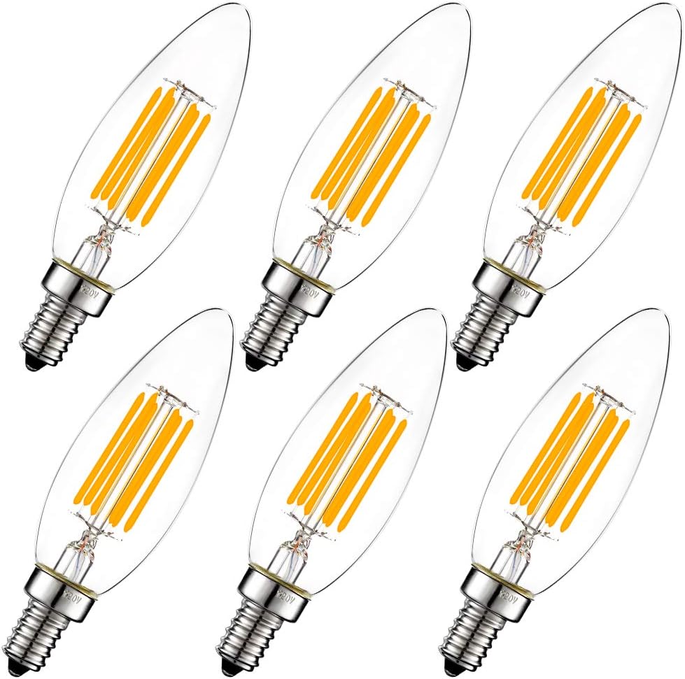 B10 Light Bulb,E12 Candelabra Bulb 60 watt,Dimmable,2700K Clear