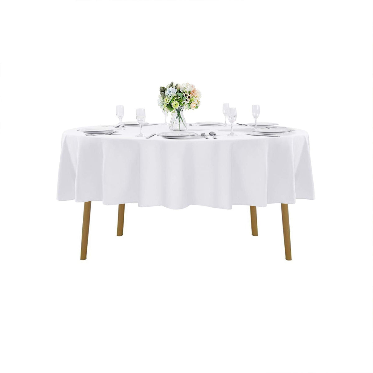 90 inch Round Tablecloth Washable Polyester Table Cloth Decorative Table Cover for Wedding Party Dining Banquet(90