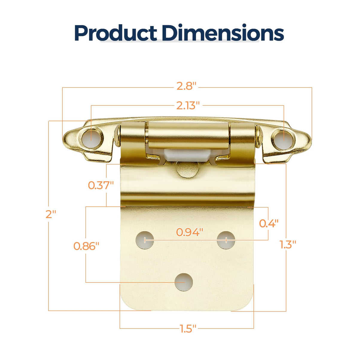 Satin Brass Gold Cabinet Hinges 3/8 Inch Inset 50 Pack(25Pairs)