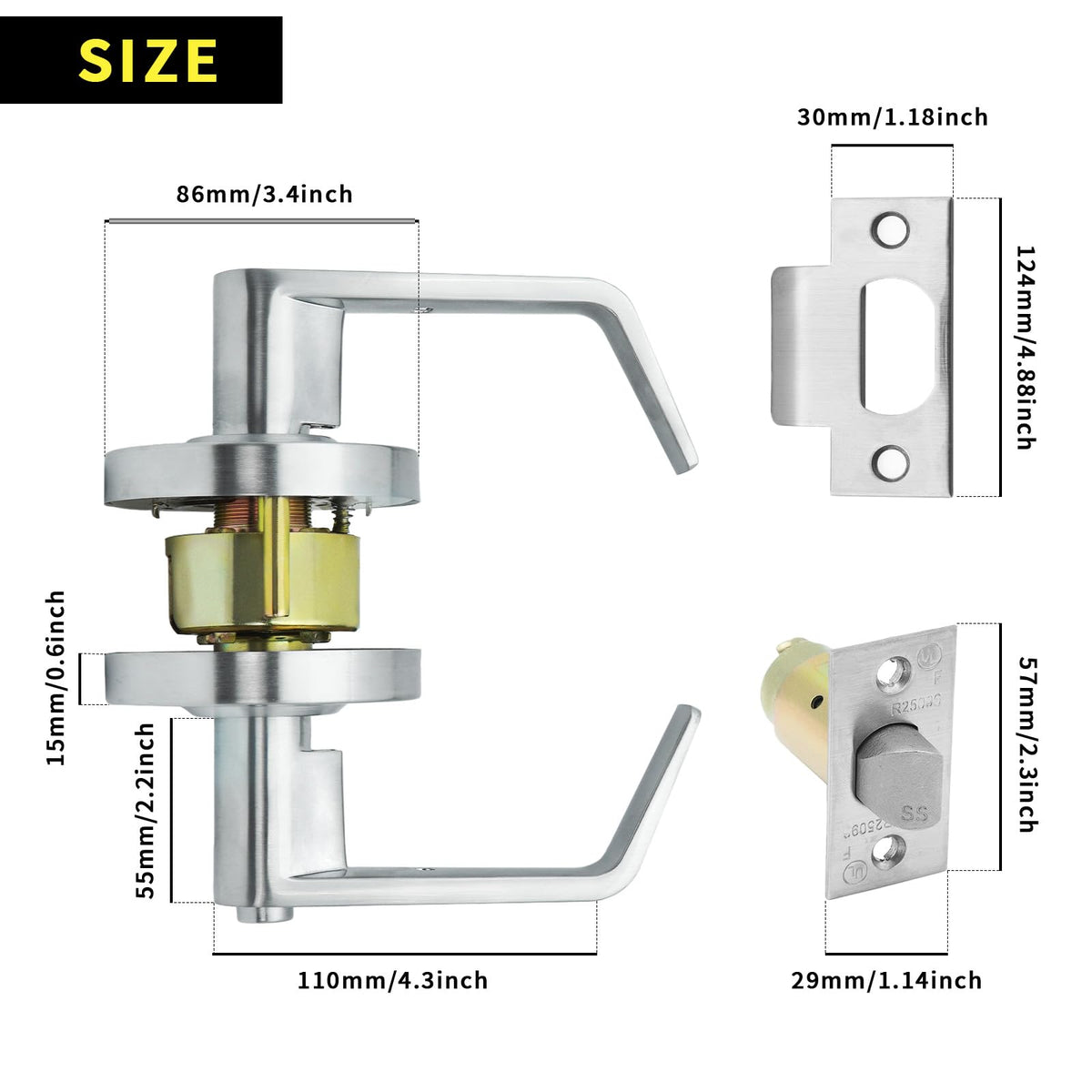 Commercial Bathroom , Grade 2 Lever, 2-3/4''Backset